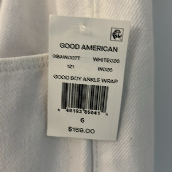 Good American good boy ankle wrap white jeans size 6/28 waist NWT never worn - Picture 4 of 7